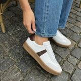 SALMA White & Brown fish leather